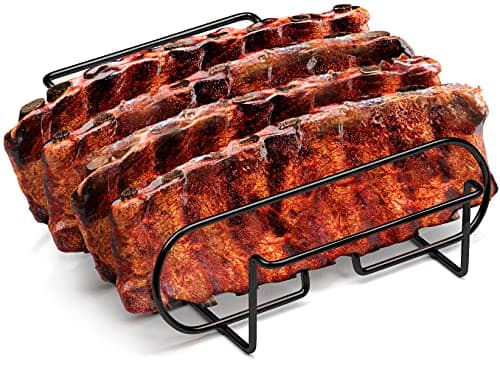 Sorbus Rib Rack for Smoking, Grill Roasting Stand (11", Black)