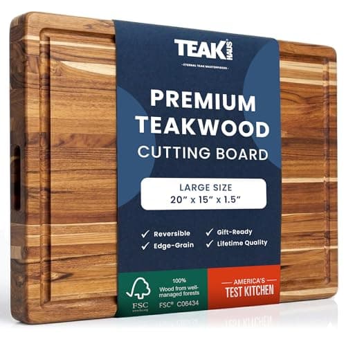 Teakhaus Edge-Grain Teak Carving Board with Juice Groove (Large)